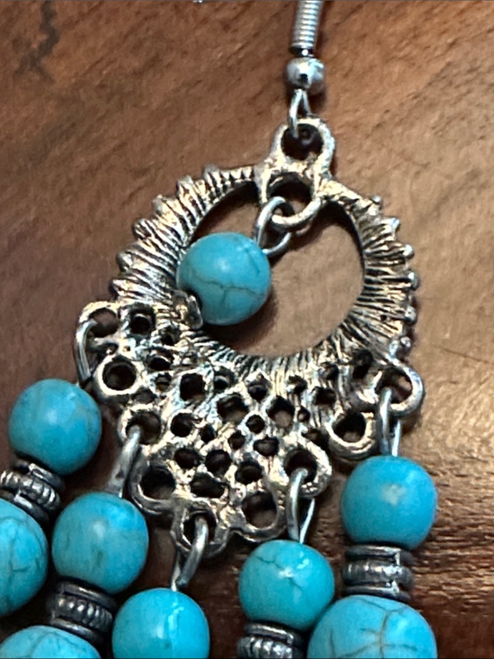 Turquoise Bead Dangle Earrings - Women Jewelry - Picture 8 of 8